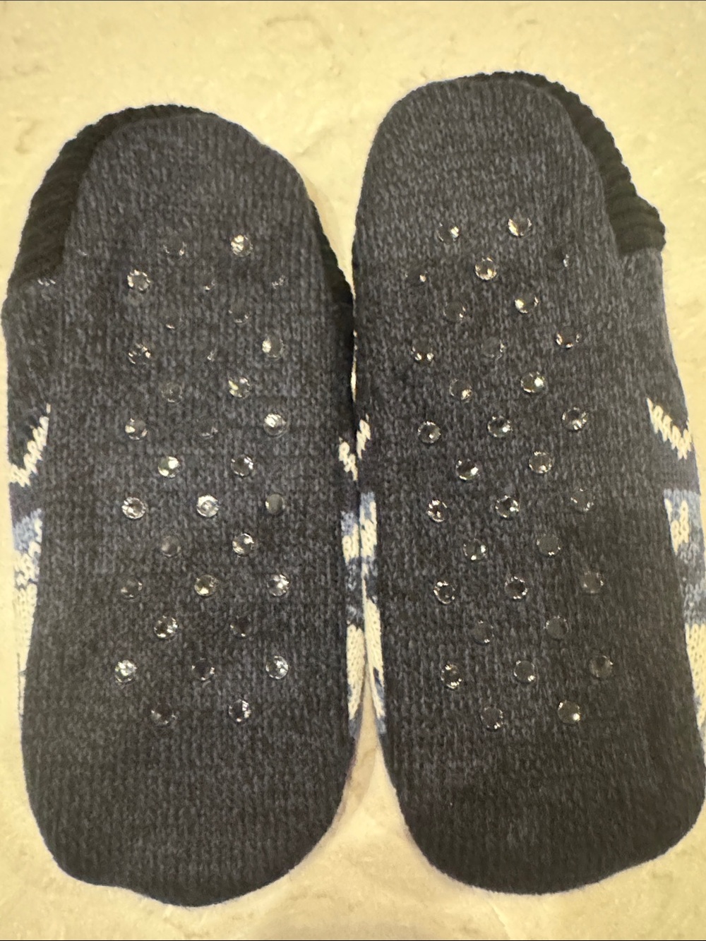 Men's (Size XL) Navy Blue Reindeer fleece Lined Slipper Socks - Picture 3 of 3